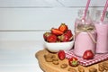 Healthy breakfast with fresh strawberries Royalty Free Stock Photo