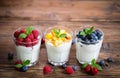 Healthy breakfast fresh yogurt with berry fruits