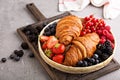 Healthy breakfast with freshly baked croissants and berries Royalty Free Stock Photo