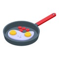 Healthy breakfast fried eggs icon, isometric style Royalty Free Stock Photo