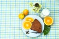 Healthy breakfast fruit bread and milk Royalty Free Stock Photo