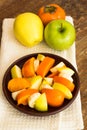 Healthy breakfast with fruit salad, granola and coffee. Royalty Free Stock Photo