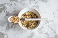 Healthy breakfast: granola in bowl