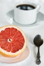 Healthy breakfast with grapefruit and coffee Royalty Free Stock Photo