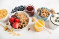 Healthy breakfast on a gray background Royalty Free Stock Photo