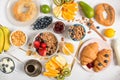 Healthy breakfast on a gray background Royalty Free Stock Photo