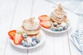 Healthy breakfast, homemade pancakes with fresh berries Royalty Free Stock Photo