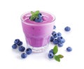 Healthy breakfast. Homemade yogurt and fresh blueberry in glass