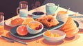 Healthy breakfast illustration - Generative AI