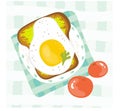 Healthy Breakfast in the morning served with fried egg, avocado, tomato, sandwich. Good morning food menu in summer. Balanced diet Royalty Free Stock Photo