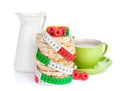 Healthy breakfast with muesli, milk and coffee cup Royalty Free Stock Photo