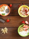Healthy breakfast of muesli, yoghurt, chia seeds