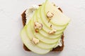 Healthy breakfast. one toast with apple, cheese and hazelnut Royalty Free Stock Photo