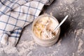 Healthy breakfast overnight oats with cocos and banana