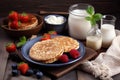 Healthy breakfast pancake plate. Generate Ai Royalty Free Stock Photo