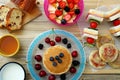 Healthy breakfast with pancake Royalty Free Stock Photo