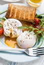 Poached Eggs on Wholegrain Bread Toasts