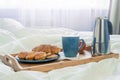 Healthy breakfast served in bed Royalty Free Stock Photo
