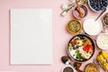 Healthy breakfast set with coffee and granola Royalty Free Stock Photo