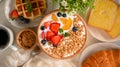 Healthy breakfast set with granola and fresh berries bowl Royalty Free Stock Photo