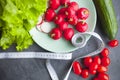 Healthy breakfast on dark stone background Royalty Free Stock Photo