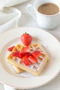 Colorful breakfast with waffles and strawberries Royalty Free Stock Photo