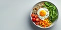 a healthy breakfast vibe with photo featuring a Quinoa and Egg Breakfast Bowl Royalty Free Stock Photo