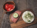 Healthy breakfast with whole grain bread Royalty Free Stock Photo