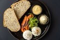 Healthy breakfast. Whole wheat toasted bread with Royalty Free Stock Photo