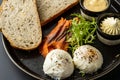 Healthy breakfast. Whole wheat toasted bread with Royalty Free Stock Photo