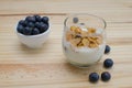 Healthy Breakfast: yogurt with blueberries and corn cereals Royalty Free Stock Photo