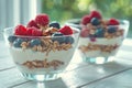 Healthy breakfast with yogurt, granola, and fresh berries Royalty Free Stock Photo