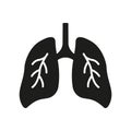 Healthy Bronchial Respiratory Internal Organ Glyph Icon. Human Lung Silhouette Icon. Pneumonia Respiration Illness