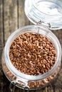 Healthy brown linseed. Royalty Free Stock Photo