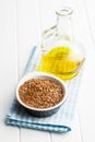 Healthy brown linseeds. Royalty Free Stock Photo