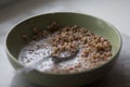 Healthy Buckwheat Porridge in bowl for breakfast