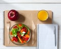 Healthy business lunch snack in office, vegetable salad and coffee Royalty Free Stock Photo