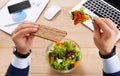 Healthy business lunch top view at table. Royalty Free Stock Photo