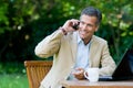 Healthy businessman working outdoor Royalty Free Stock Photo