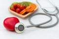 Healthy Care. Heart with medical stethoscope for diet and weight loss for healthy care and protect virus,