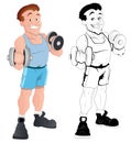 Retro Happy Male Bodybuilder Vector