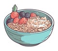Healthy cereal with fruits in bowl