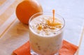 Healthy cereal and orange yoghurt breakfast Royalty Free Stock Photo