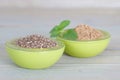 Healthy Chia seeds in green bowls