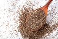 Healthy Chia seeds in a wooden spoon on the table close-up Royalty Free Stock Photo