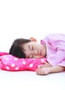 Healthy children concept. Asian girl sleeping peacefully. Isolat Royalty Free Stock Photo