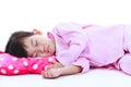 Healthy children concept. Asian girl sleeping peacefully. Isolated on white background. Royalty Free Stock Photo