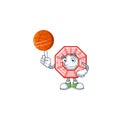 A Healthy chinese square feng sui cartoon character playing basketball