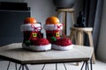 Healthy Christmas treat. Mandarin in Santa shoe.