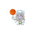 A Healthy clock love cartoon character playing basketball